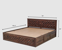 Pune Solid Wood King Size Bed with Box Storage - Furniselan-Grey-Finish