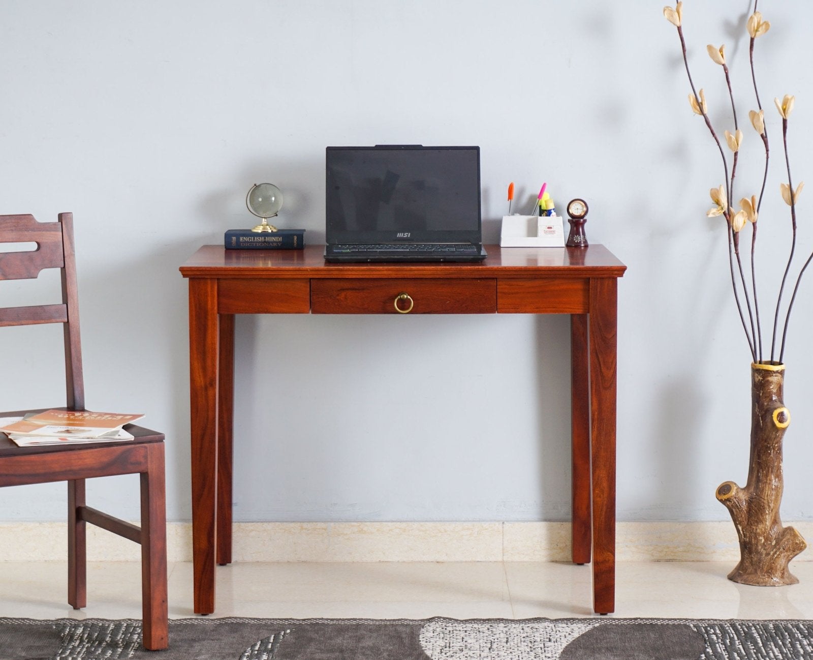 Raipur Study Table with one Drawer - Study Table - Furniselan - Maple-Finish