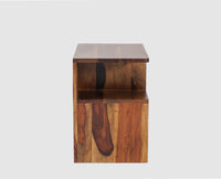 Rajkot Solid Wood Two Drawer Bedside Table with open Shelve - Bedside Table - Furniselan-Teak-Finish