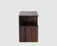 Rajkot Solid Wood Two Drawer Bedside Table with open Shelve - Bedside Table - Furniselan-Grey-Finish