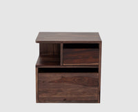 Rajkot Solid Wood Two Drawer Bedside Table with open Shelve - Bedside Table - Furniselan-Grey-Finish