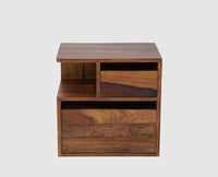 Rajkot Solid Wood Two Drawer Bedside Table with open Shelve - Bedside Table - Furniselan-Teak-Finish