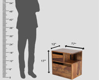 Rajkot Solid Wood Two Drawer Bedside Table with open Shelve - Bedside Table - Furniselan-Teak-Finish