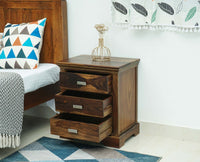 Rio Solid Wood Three Drawer Bedside Table - Bedside Table - Furniselan-Teak-Finish