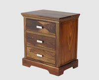 Rio Solid Wood Three Drawer Bedside Table - Bedside Table - Furniselan-Teak-Finish