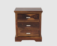 Rio Solid Wood Three Drawer Bedside Table - Bedside Table - Furniselan-Teak-Finish