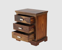 Rio Solid Wood Three Drawer Bedside Table - Bedside Table - Furniselan-Teak-Finish