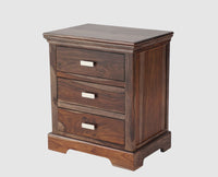 Rio Solid Wood Three Drawer Bedside Table - Bedside Table - Furniselan-Grey-Finish 