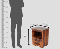 Rome Solid Two Drawer Bedside Table with open Shelve - Bedside Table - Furniselan-Maple-Finish