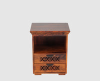 Rome Solid Two Drawer Bedside Table with open Shelve - Bedside Table - Furniselan-Maple-Finish