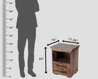 Rome Solid Two Drawer Bedside Table with open Shelve - Bedside Table - Furniselan-Grey-Finish