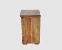 Rome Solid Two Drawer Bedside Table with open Shelve - Bedside Table - Furniselan-Teak-Finish
