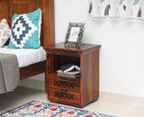 Rome Solid Two Drawer Bedside Table with open Shelve