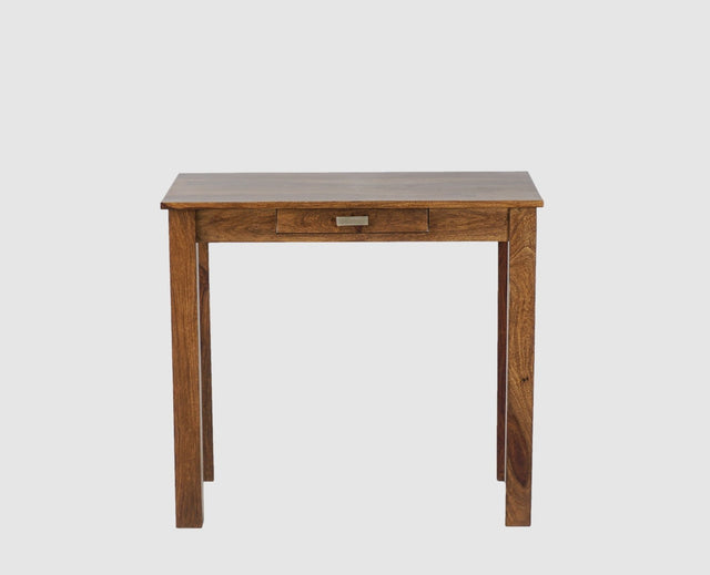 Sendai Solid Wood Study Table with One Drawer - Study Table - Furniselan - Teak-Finish