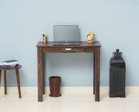 Sendai Solid Wood Study Table with One Drawer - Study Table - Furniselan - Grey-Finish