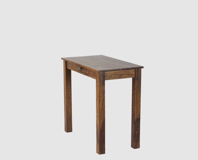 Sendai Solid Wood Study Table with One Drawer - Study Table - Furniselan - Teak-Finish