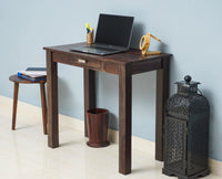 Sendai Solid Wood Study Table with One Drawer - Study Table - Furniselan - Grey-Finish