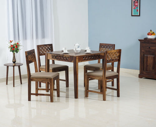Sheesham Wood 4 Seater Dining Table Set with 4 Chair for Dining Room - Dining Set - Furniselan