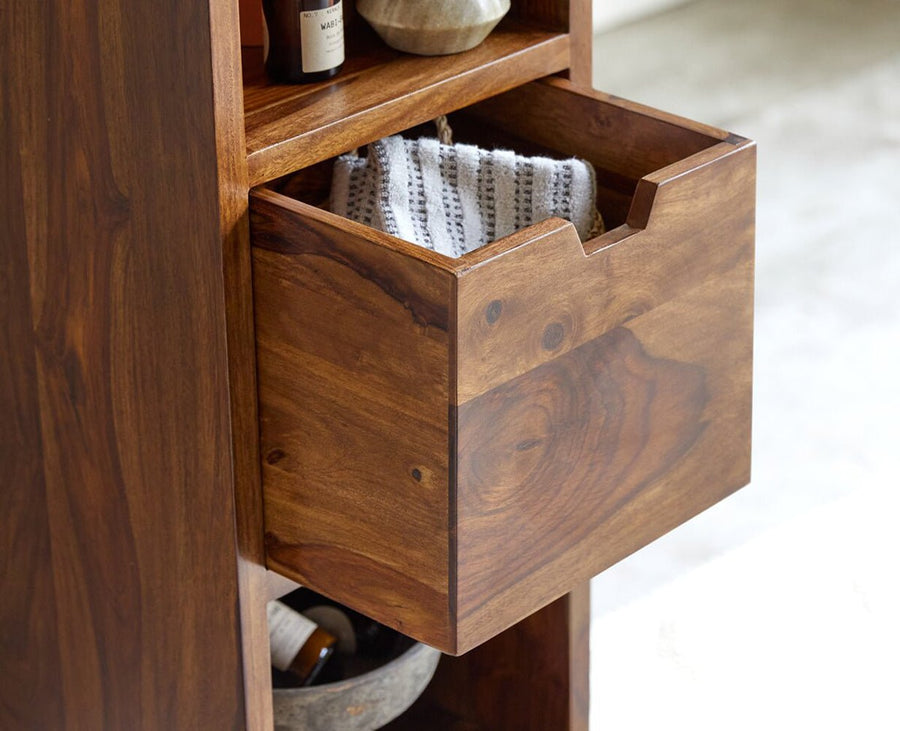 Sidon Solid sheesham Column Furniselan - Rustic-Teak-Finish