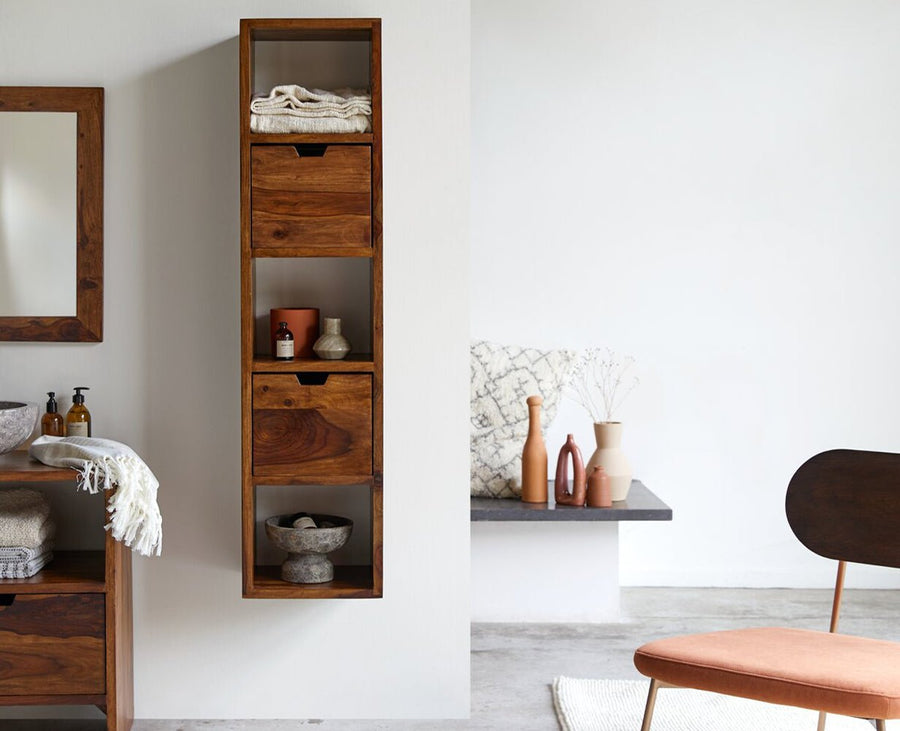 Sidon Solid sheesham Column Furniselan - Rustic-Teak-Finish