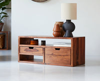 Sidon TV Cabinet Unit Furniselan-Rustic-Teak-Finish