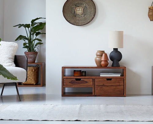 Sidon TV Cabinet Unit Furniselan-Rustic-Teak-Finish