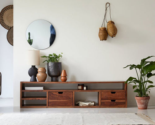 Sidon TV Cabinet Unit Furniselan-Rustic-Teak-Finish