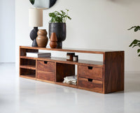 Sidon TV Cabinet Unit Furniselan-Rustic-Teak-Finish