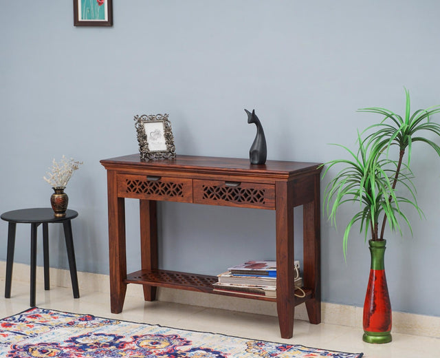 Siliguri Solid Wood Study Table with Two Drawer - Study Table - Furniselan - Maple-Finish