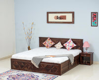 Singapore Solid Wood King Size Bed with Box Storage - Furniselan-Grey-Finish