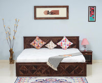 Singapore Solid Wood King Size Bed with Box Storage - Furniselan-Grey-Finish