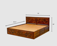 Singapore Solid Wood King Size Bed with Box Storage - Furniselan-Maple-Finish
