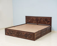 Singapore Solid Wood King Size Bed with Box Storage - Furniselan-Grey-Finish