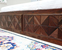 Singapore Solid Wood Queen Size Bed with Box Storage - Furniselan-Grey-Finish