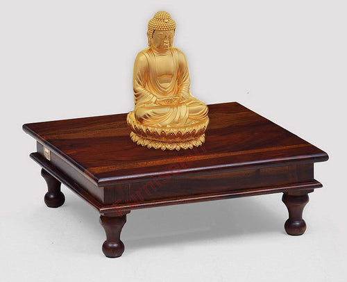 Somnath Solid Wood Pooja Chowki - Pooja Chowki - Furniselan - Maple-Finish