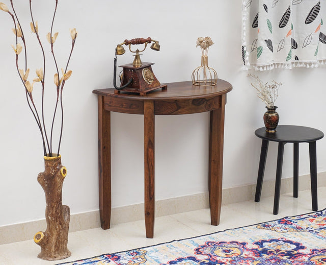 Srinagar Solid Wood Study Table Cum Console Table - Study Table - Furniselan - Teak-Finish