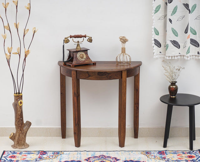Srinagar Solid Wood Study Table Cum Console Table - Study Table - Furniselan - Teak-Finish