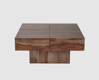 Surat Sheesham Wood Square Coffee Table - Coffee Table - Furniselan - Grey-Finish