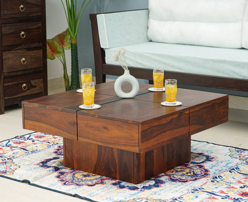 Surat Sheesham Wood Square Coffee Table - Coffee Table - Furniselan - Maple-Finish
