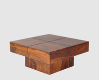 Surat Sheesham Wood Square Coffee Table - Coffee Table - Furniselan - Maple-Finish