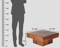 Surat Sheesham Wood Square Coffee Table - Coffee Table - Furniselan - Maple-Finish