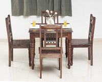 Sweden 4 Seater Dining Set With 4 Chairs - Furniselan - Grey-Finish