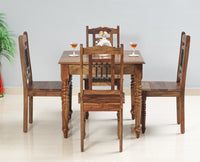 Sweden 4 Seater Dining Set With 4 Chairs - Furniselan - Teak-Finish
