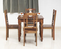 Sweden 4 Seater Dining Set With 4 Chairs - Furniselan - Teak-Finish