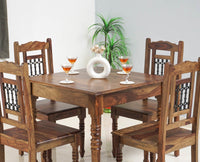 Sweden 4 Seater Dining Set With 4 Chairs - Furniselan - Teak-Finish