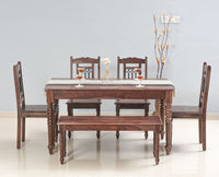 Sweden 6 Seater Dining Set With 4 Chairs & Bench - Furniselan - Grey-Finish