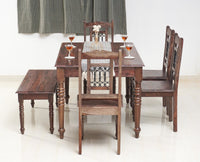 Sweden 6 Seater Dining Set With 4 Chairs & Bench - Furniselan - Grey-Finish