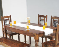 Sweden 6 Seater Dining Set With 4 Chairs & Bench - Furniselan - Teak-Finish