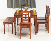 Sweden 6 Seater Dining Set With 4 Chairs & Bench - Furniselan - Maple-Finish