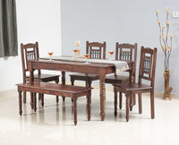 Sweden 6 Seater Dining Set With 4 Chairs & Bench - Furniselan - Grey-Finish
